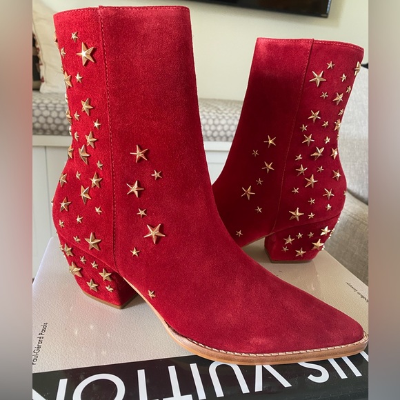 Matisse Shoes - Matisse Red Star Studded Suede Caty Kate Limited Edition Boot NEW in Box!!